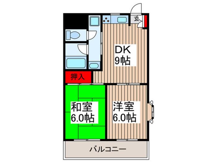 ヴィヴァーチェ浦和(2DK/2階)の間取り写真