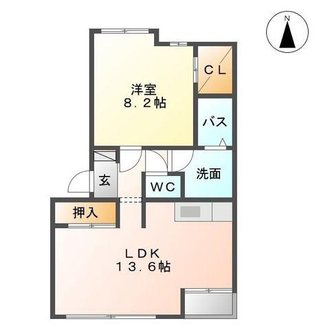 サンライズ東光台(1LDK/2階)の間取り写真