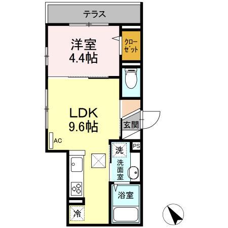 メゾンボヌール(1LDK/1階)の間取り写真