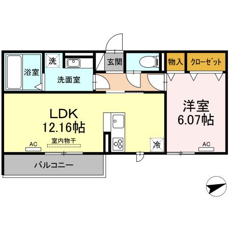 プリメーロ山七(1LDK/2階)の間取り写真