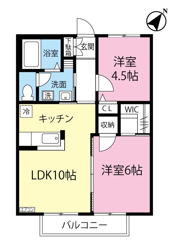 ミルフィーユ日吉(2LDK/2階)の間取り写真