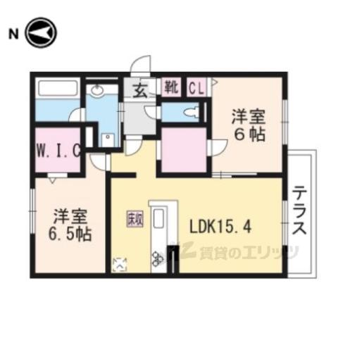 セジュールオッツGT長岡京(2LDK/1階)の間取り写真