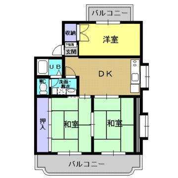 エスポワール福永(3DK/2階)の間取り写真