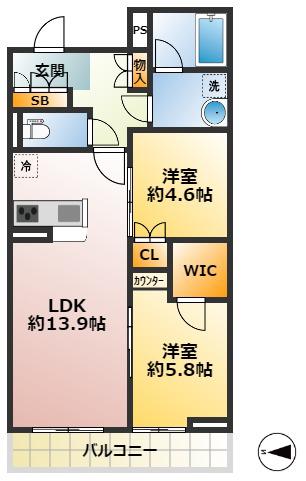 アーバン杉並本天沼(2LDK/2階)の間取り写真