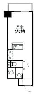 築地永谷コーポラス(ワンルーム/2階)の間取り写真