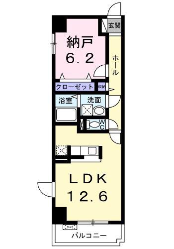 マウントック・フォルテ(1LDK/1階)の間取り写真