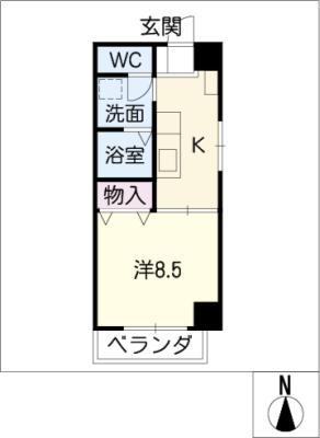 グレン清友I(1K/8階)の間取り写真