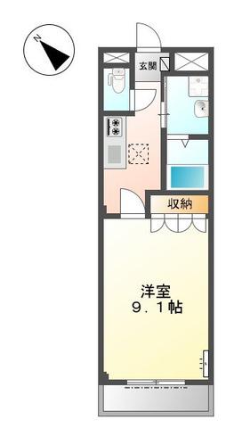 プルミエール小垣江(1K/1階)の間取り写真