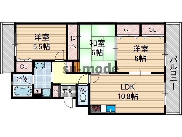 マンション・グランド・モナーク(3LDK/2階)の間取り写真
