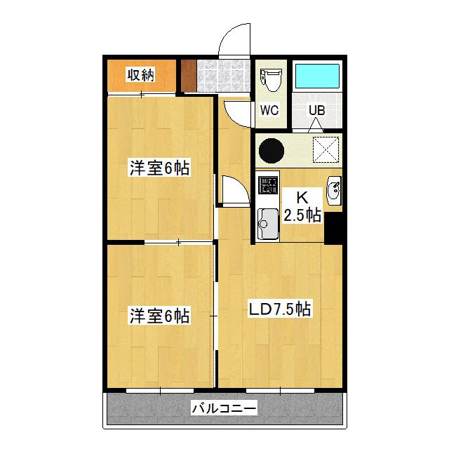 西原マンション(2LDK/2階)の間取り写真