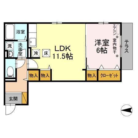 プレミールカメゾン(1LDK/1階)の間取り写真