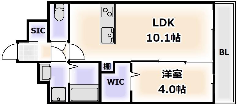 ミラージュパレス天王寺堀越町(1LDK/3階)の間取り写真