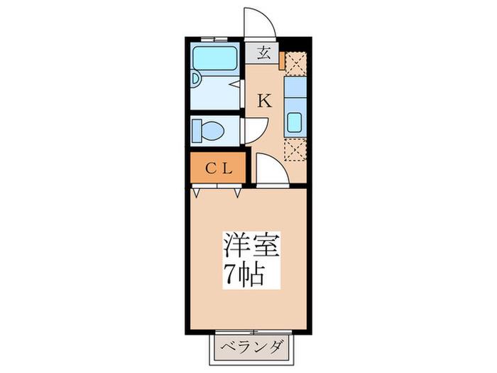 ハイツKI(1K/1階)の間取り写真