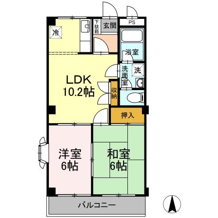 クレヴァー(2LDK/2階)の間取り写真