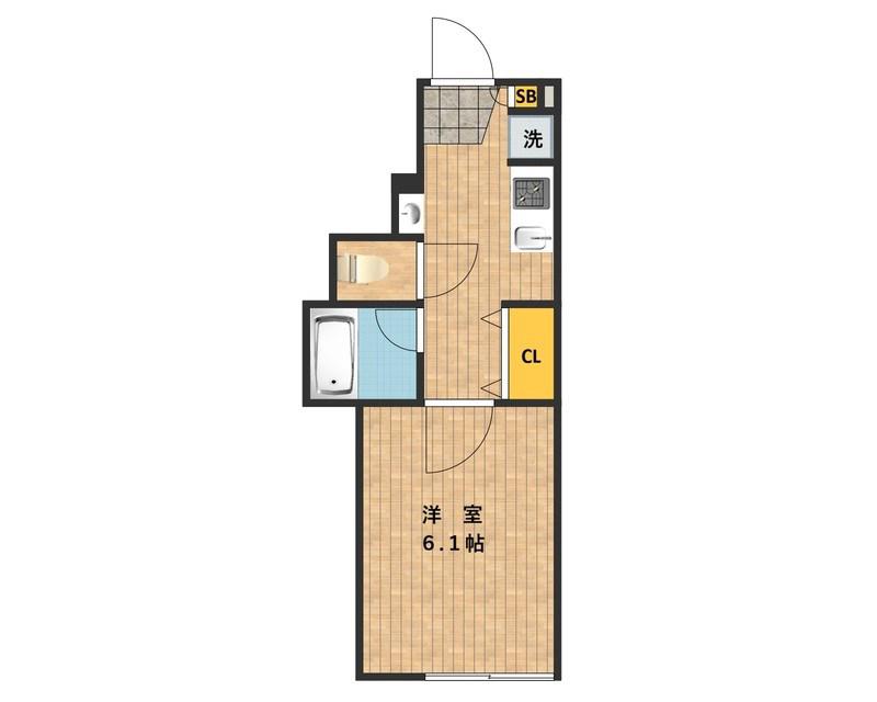 ルミノソ小台(1K/2階)の間取り写真