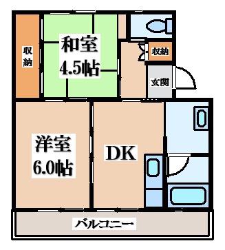 ビレッジハウス下陰第二(2DK/2階)の間取り写真