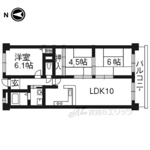 ユニライフ宇治六番館(3LDK/7階)の間取り写真