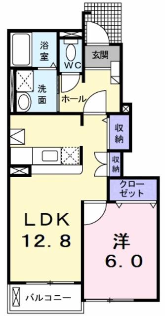 アヴァンパルクE・W(1LDK/1階)の間取り写真