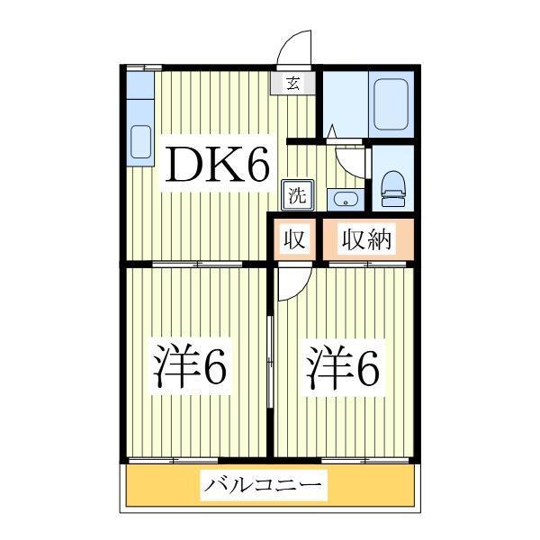 ベルグリーン(2DK/1階)の間取り写真