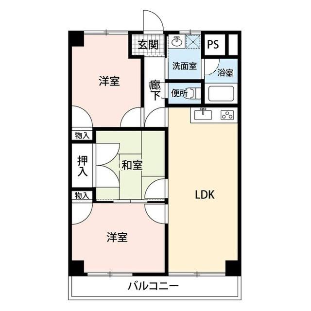 グランドハイツ竜王(3LDK/4階)の間取り写真