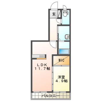 MAISON・MAST売市A・B(1LDK/3階)の間取り写真