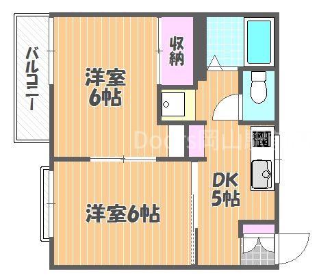 ファミール鹿田(2DK/2階)の間取り写真