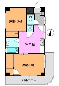 早稲田ロイヤルマンション(2DK/3階)の間取り写真