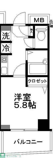 オーベルジュ並木(1K/6階)の間取り写真