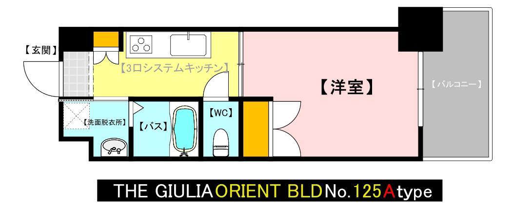 THE GIULIA ORIENT BLD NO.125(1K/9階)の間取り写真