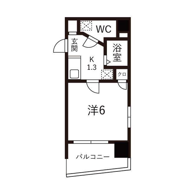 デルックス日本橋浜町(1K/2階)の間取り写真