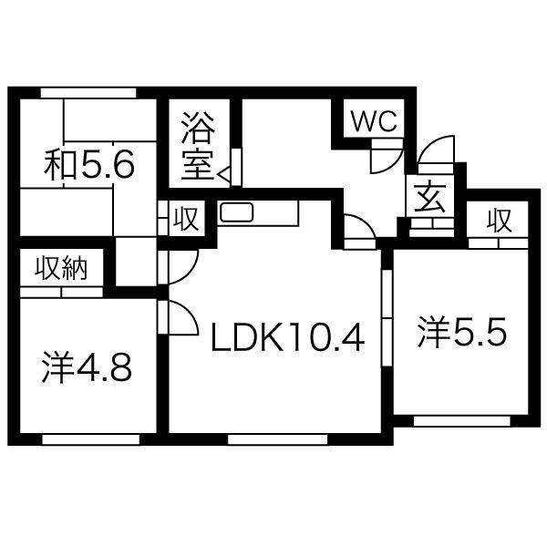 澄川コート(3LDK/2階)の間取り写真