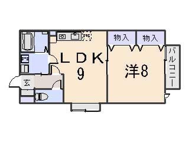 ウルプア小野(1LDK/1階)の間取り写真