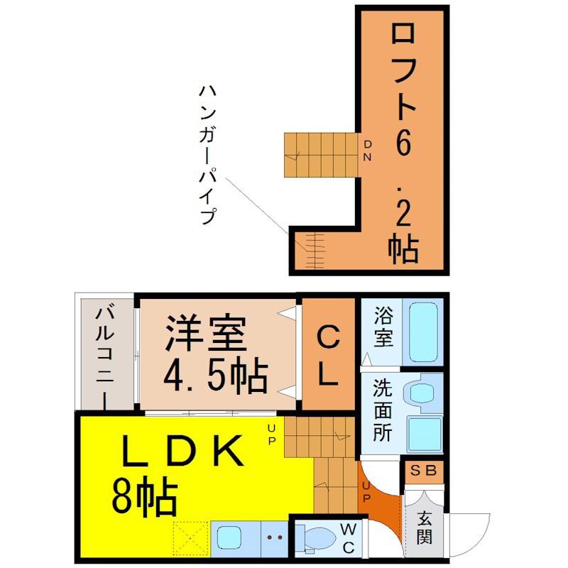 MIDDLEVILLAGELS(1LDK/1階)の間取り写真