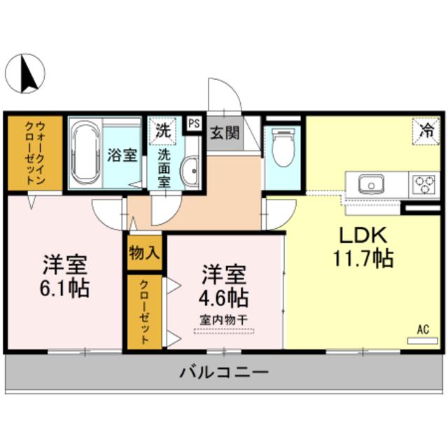 ルシエル メイキラ(2LDK/2階)の間取り写真