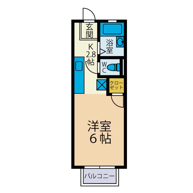 グリーンハウス平沢(ワンルーム/2階)の間取り写真