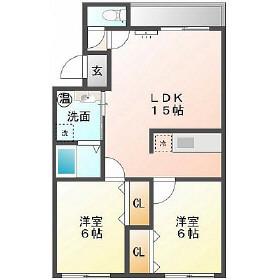 Mハイツ日の出2(2LDK/3階)の間取り写真