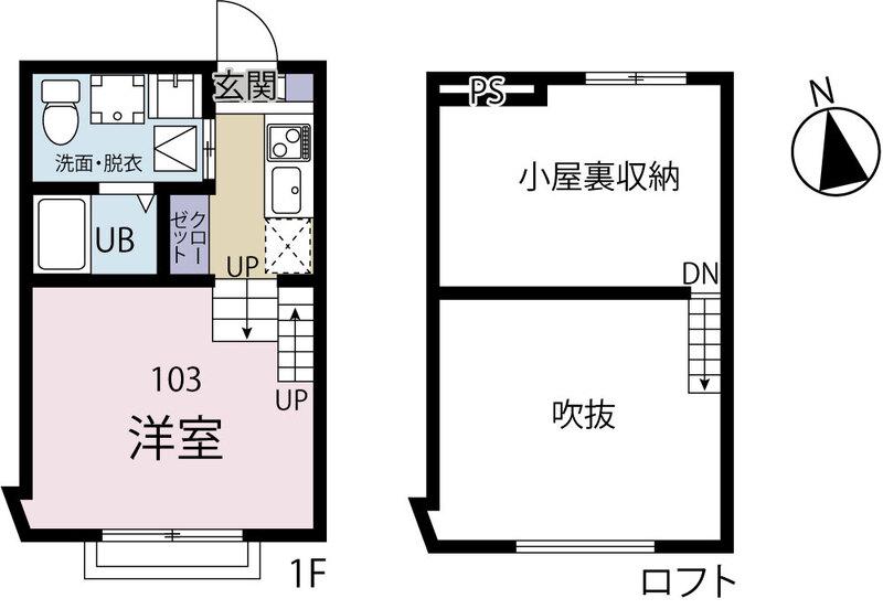 CHALET津田沼(2K/1階)の間取り写真