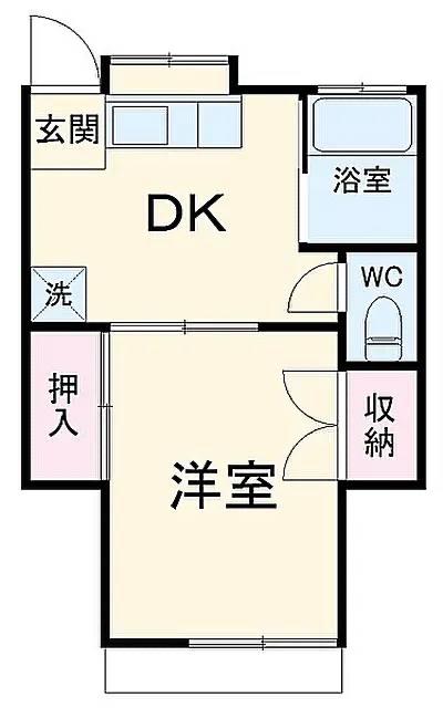 幸栄ホームズ(1DK/1階)の間取り写真