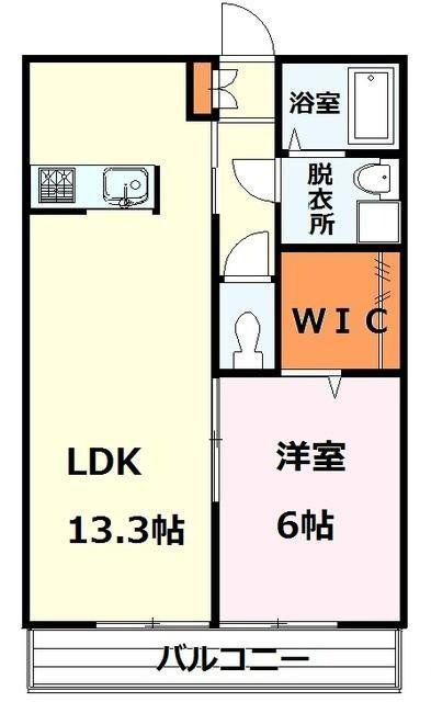 ニューハイツヨシミ(1LDK/2階)の間取り写真