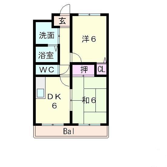 メゾン東陽(2DK/2階)の間取り写真