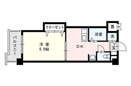 サンプラスパ(1DK/3階)の間取り写真
