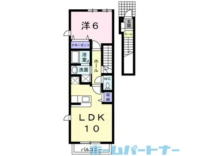 プリムローズ国府B(1LDK/2階)の間取り写真