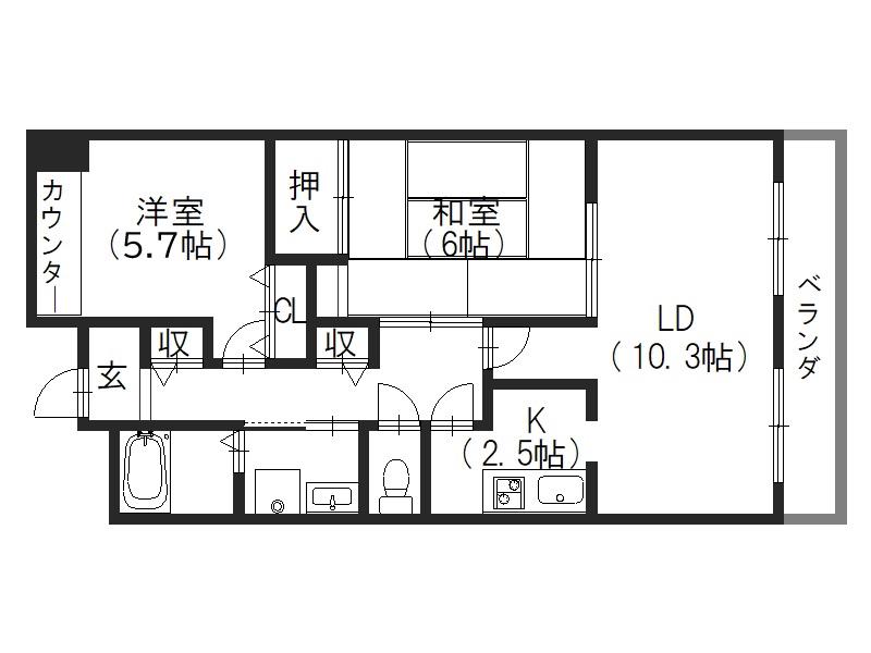 アレフ長吉(2LDK/1階)の間取り写真