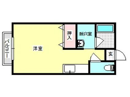 ジュネスヒルズ(ワンルーム/1階)の間取り写真