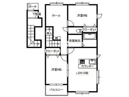 プリマヴェーラB(2LDK/2階)の間取り写真