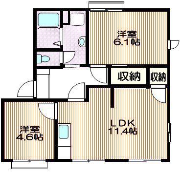 プレステージ(2LDK/1階)の間取り写真