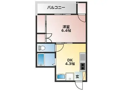 ABEビル(1DK/5階)の間取り写真