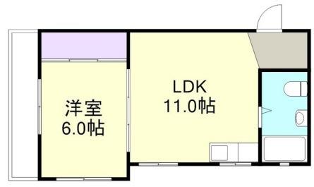 岡本ビル(1LDK/2階)の間取り写真