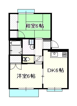 コーポハートランド B(2DK/2階)の間取り写真