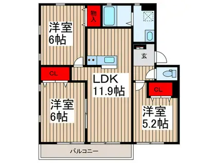 サニーコート(3LDK/2階)の間取り写真